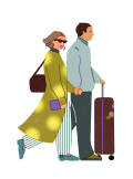 Illustration by Bonnie Berger of a couple travelling.
