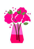 Illustrations of flowers in a vase by Bonnie Berger
